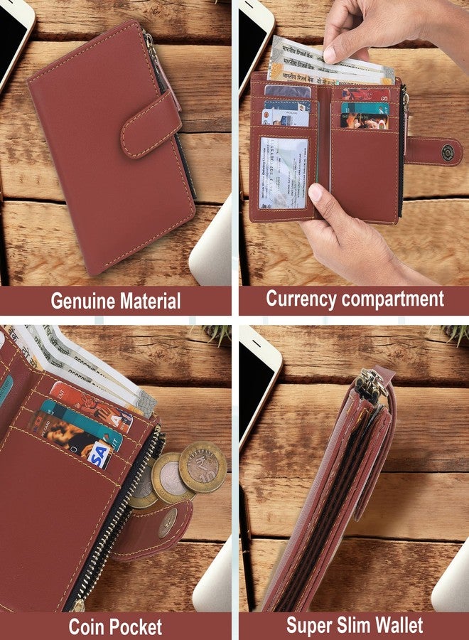 TnW PU Leather Mini Zipper Wallet for Women (Maroon) - Image 3